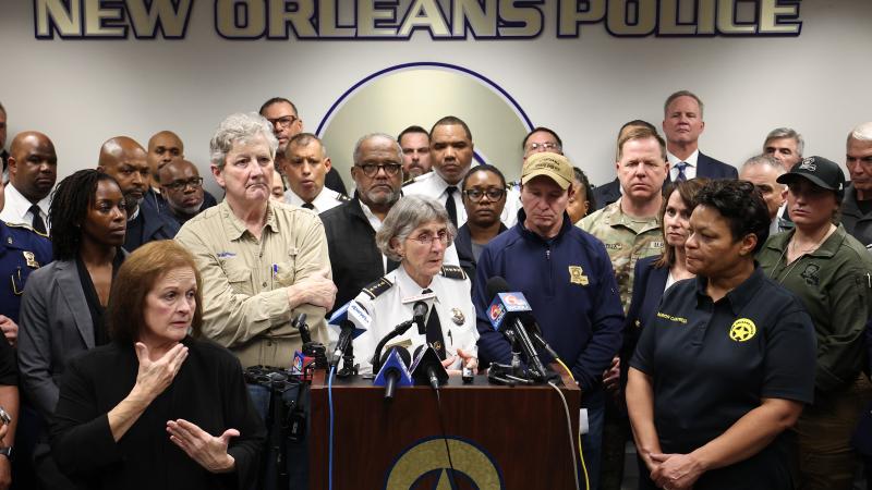 Superintendent of New Orleans Police Anne Kirkpatrick speaks to the media during a press conference on January 1, 2025 in New Orleans, Louisiana.